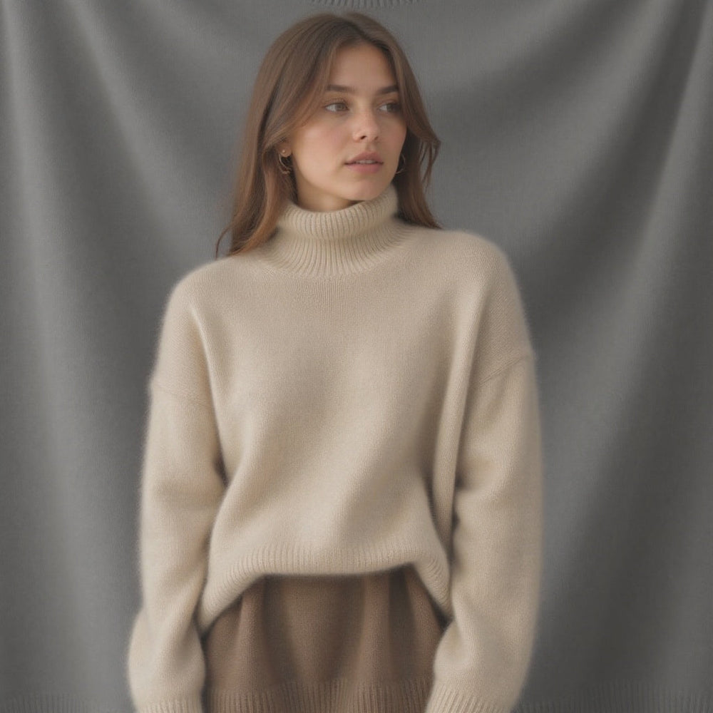 Sydney Pull Femme Col Roulé Oversize en Cachemire Doux, Chaud & Élégant, vue 2