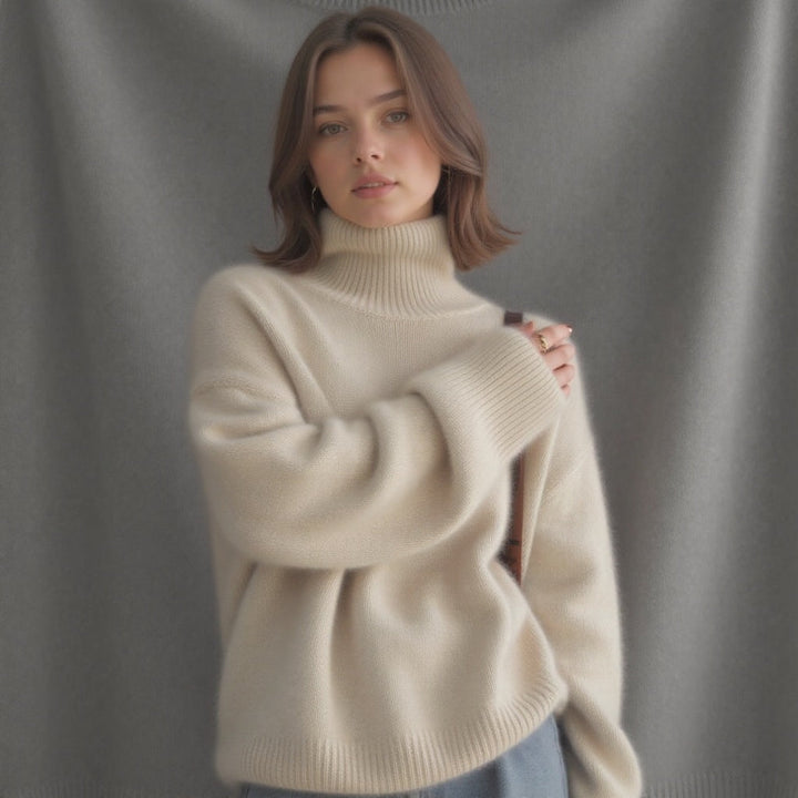 Sydney Pull Femme Col Roulé Oversize en Cachemire Doux, Chaud & Élégant, vue 10