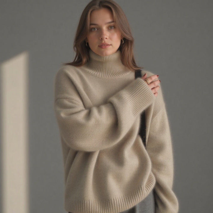 Sydney Pull Femme Col Roulé Oversize en Cachemire Doux, Chaud & Élégant, vue 8