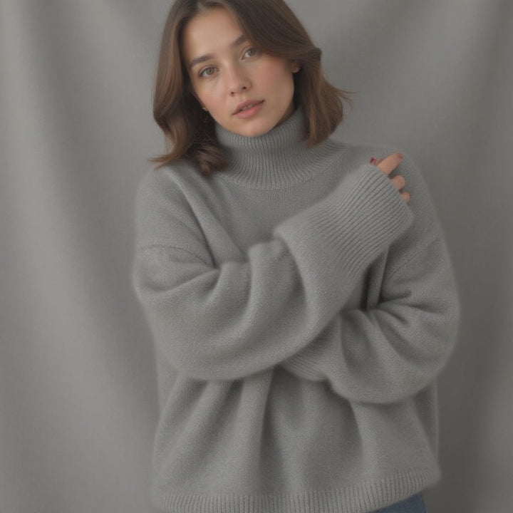 Sydney Pull Femme Col Roulé Oversize en Cachemire Doux, Chaud & Élégant, vue 6