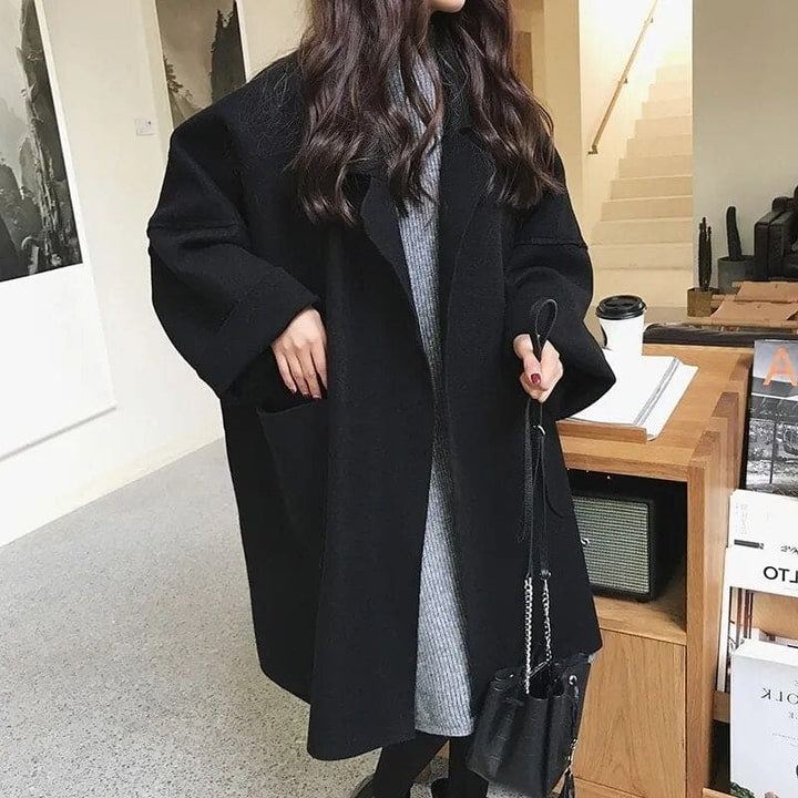 Megan Manteau Long Oversize Femme Manteau en Laine avec Ceinture & Double Boutonnage Élégant, vue 5