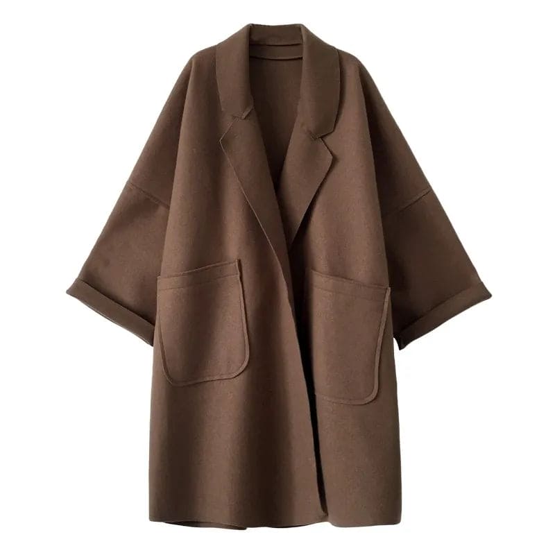 Megan Manteau Long Oversize Femme Manteau en Laine avec Ceinture & Double Boutonnage Élégant, vue 6