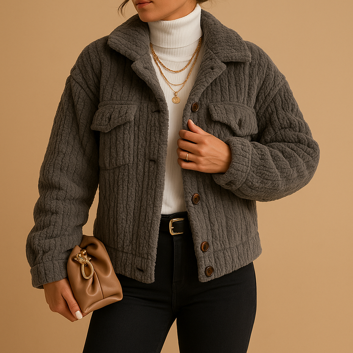 Mabel Veste Trucker Femme en Sherpa Manteau Décontracté Doublé Doux avec Coupe Relaxée & Intérieur Chaud, vue 5