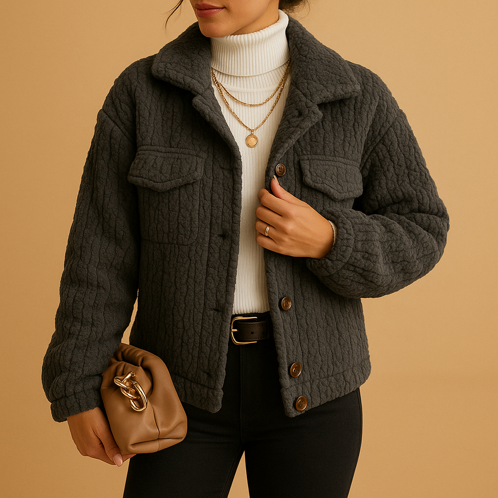 Mabel Veste Trucker Femme en Sherpa Manteau Décontracté Doublé Doux avec Coupe Relaxée & Intérieur Chaud, vue 2