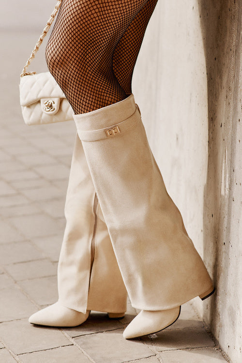 Amélie Bottes Hautes Bottes en Suédine Noire avec Bout Pointu & Détails Élégants, vue 12