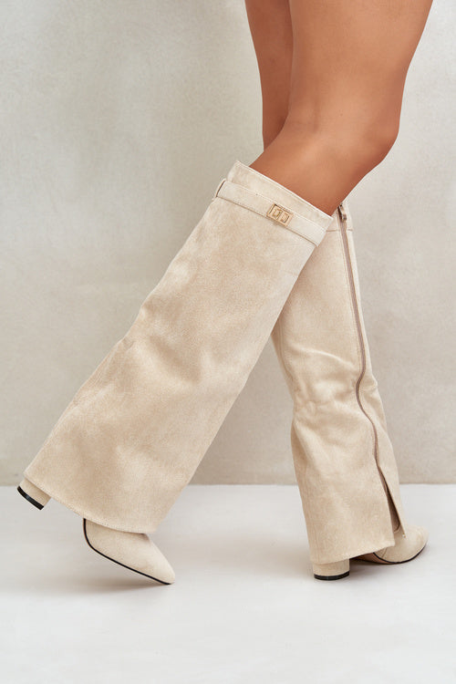 Amélie Bottes Hautes Bottes en Suédine Noire avec Bout Pointu & Détails Élégants, vue 14