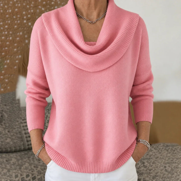 Women's Draped Neck Sweater – Elegant and Warm Knit Sweater