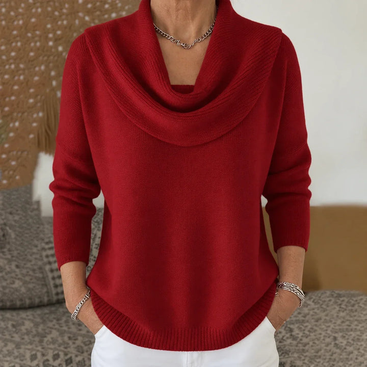 Pull femme à col drapé
