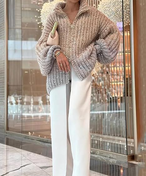 Sol Cardigan Femme Gilet Élégant à Paillettes Confortable & Sophistiqué, vue 12