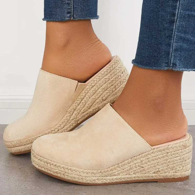 Mika Mules Compensées Femme Bleu Marine, Style Espadrille Chic & Confort Optimal, vue 2
