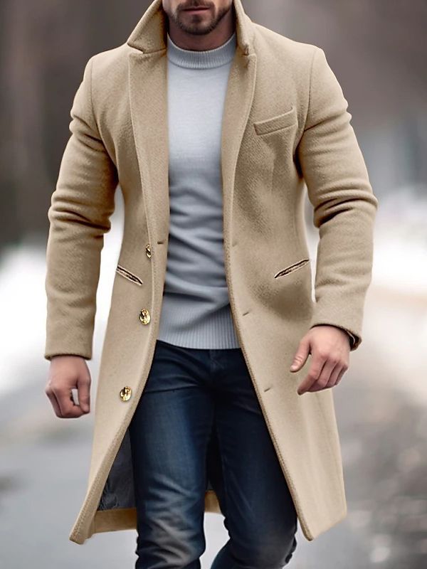 Robert Manteau Homme Hiver Long Élégant avec Poches Pratiques, Boutons & Coupe Ajustée, vue 3