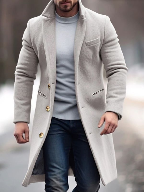 Robert Manteau Homme Hiver Long Élégant avec Poches Pratiques, Boutons & Coupe Ajustée, vue 2