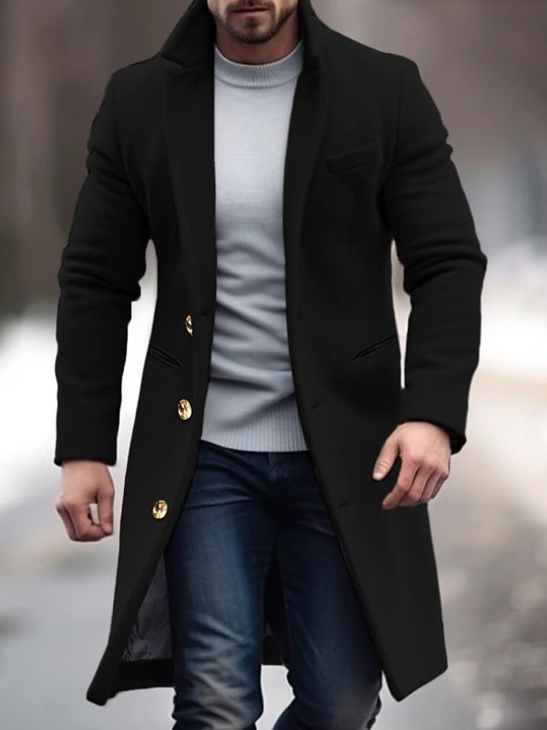 Robert Manteau Homme Hiver Long Élégant avec Poches Pratiques, Boutons & Coupe Ajustée, vue 4