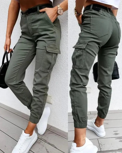 Jordyn Pantalon Cargo Taille Haute Femme Confort, Style Tendance & Poches Fonctionnelles