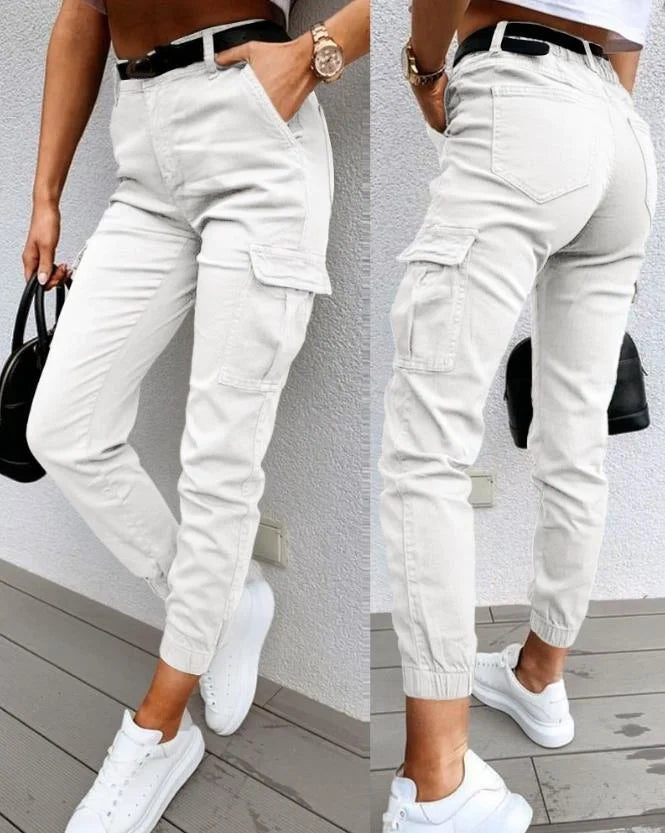Jordyn Pantalon Cargo Taille Haute Femme Confort, Style Tendance & Poches Fonctionnelles, vue 7