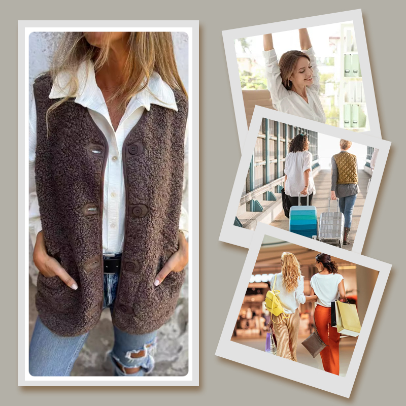 Julietta Gilet Femme en Maille Gilet Sans Manches à Boutons avec Tissu Doux et Poches Pratiques, vue 8