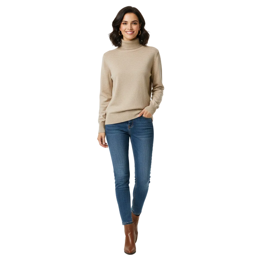 Léa Pull Col Roulé Femme Pull en Cachemire Doux à Coupe Ajustée et Élégante