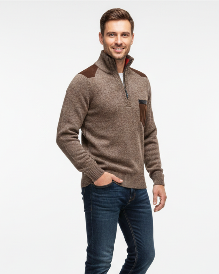 Tristan Pull Laine Homme Demi-Zip Pullover Élégant avec Poche Poitrine & Coupe Confort, vue 3