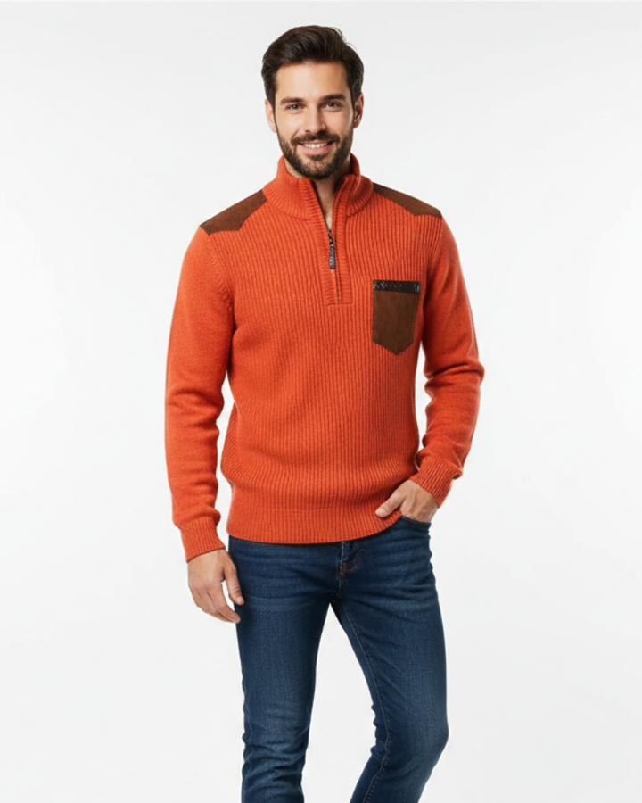 Tristan Pull Laine Homme Demi-Zip Pullover Élégant avec Poche Poitrine & Coupe Confort, vue 6