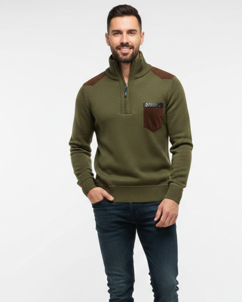 Tristan Pull Laine Homme Demi-Zip Pullover Élégant avec Poche Poitrine & Coupe Confort, vue 5