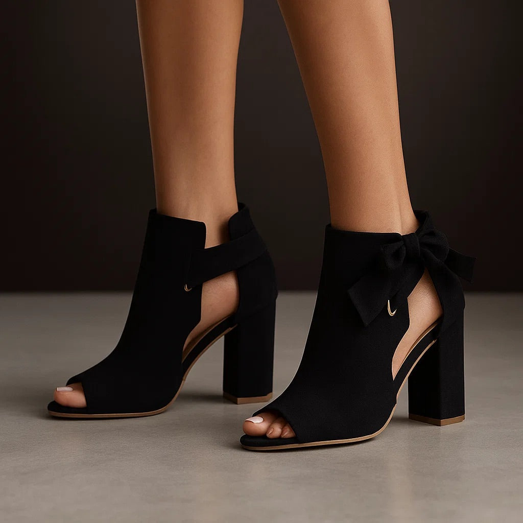 Talon Bloc Peep-toe en Daim pour femme, vue 7
