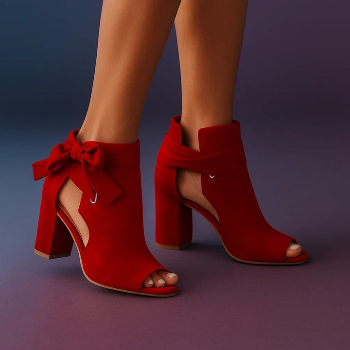 Talon Bloc Peep-toe en Daim pour femme, vue 4