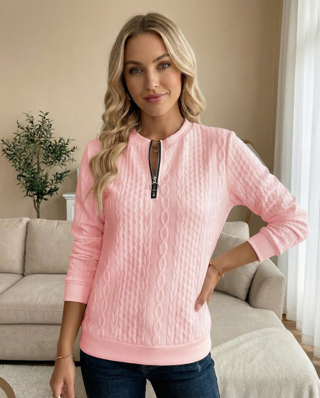 Sweat Zippé Texturé pour femme, vue 14
