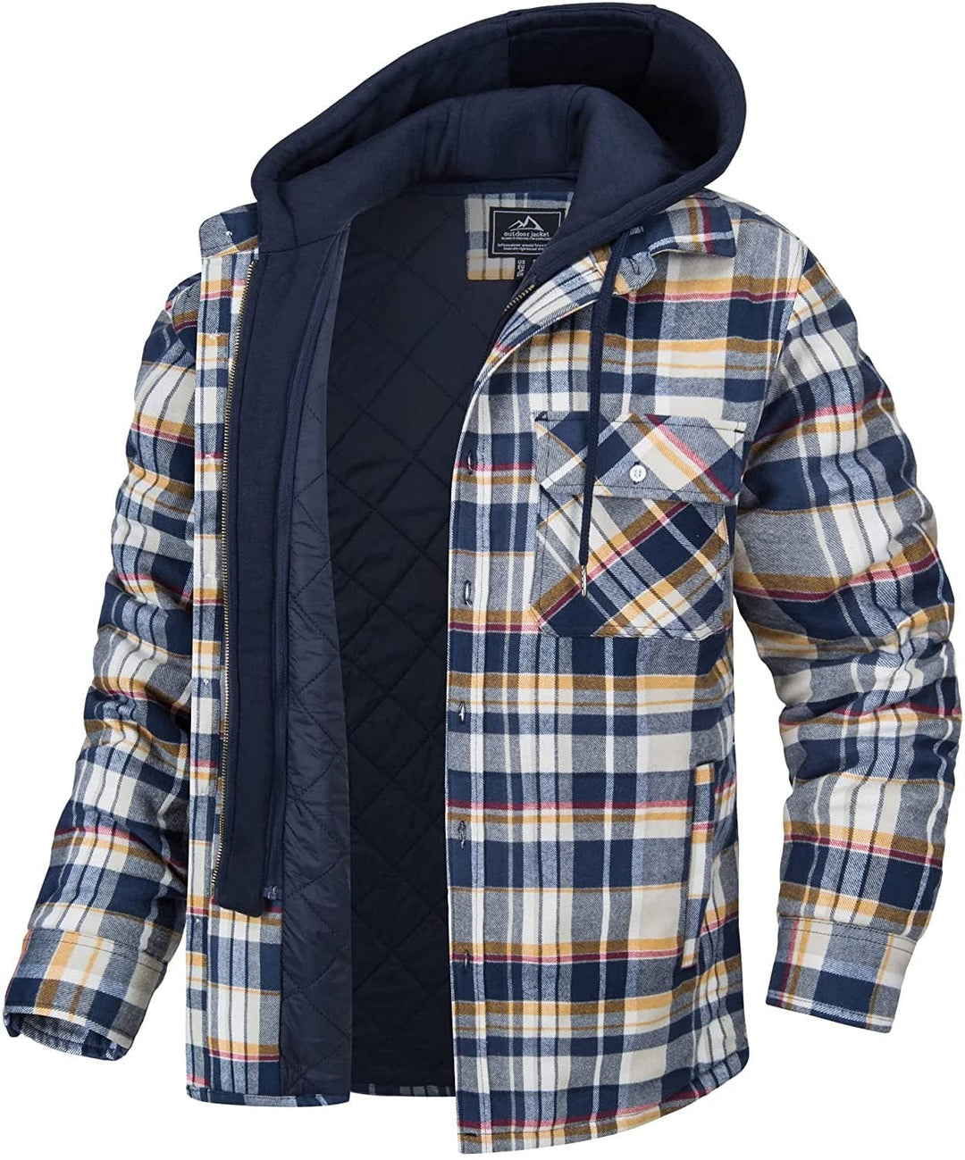 Jared Veste à Carreaux Homme Doublure Chaude & Capuche pour un Look Tendance de Printemps