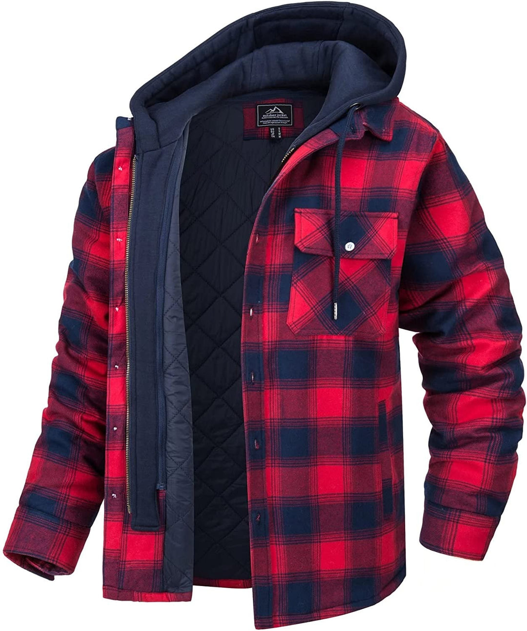 Jared Veste à Carreaux Homme Doublure Chaude & Capuche pour un Look Tendance de Printemps, vue 5