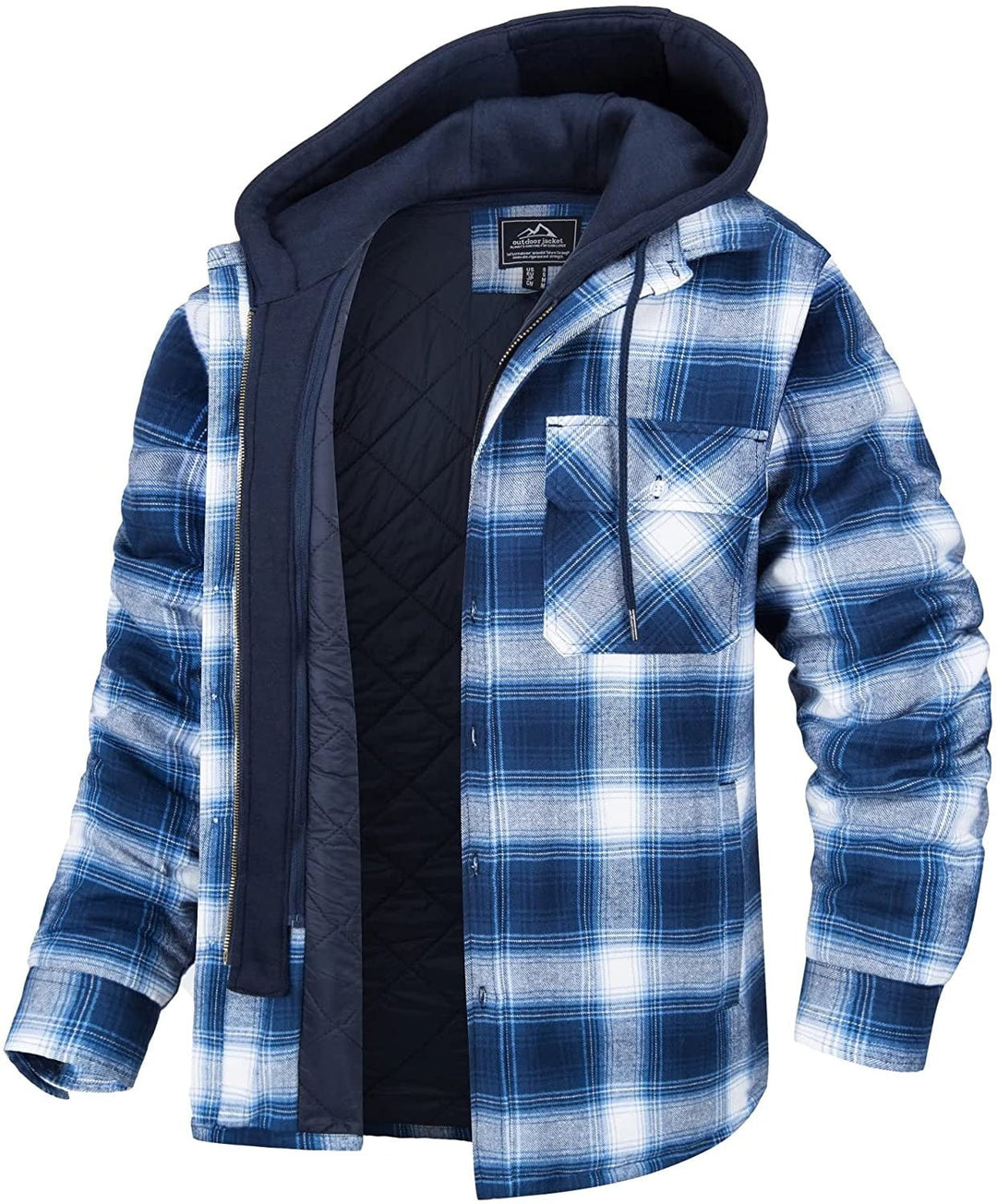 Jared Veste à Carreaux Homme Doublure Chaude & Capuche pour un Look Tendance de Printemps, vue 3
