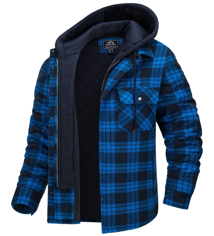 Jared Veste à Carreaux Homme Doublure Chaude & Capuche pour un Look Tendance de Printemps, vue 2