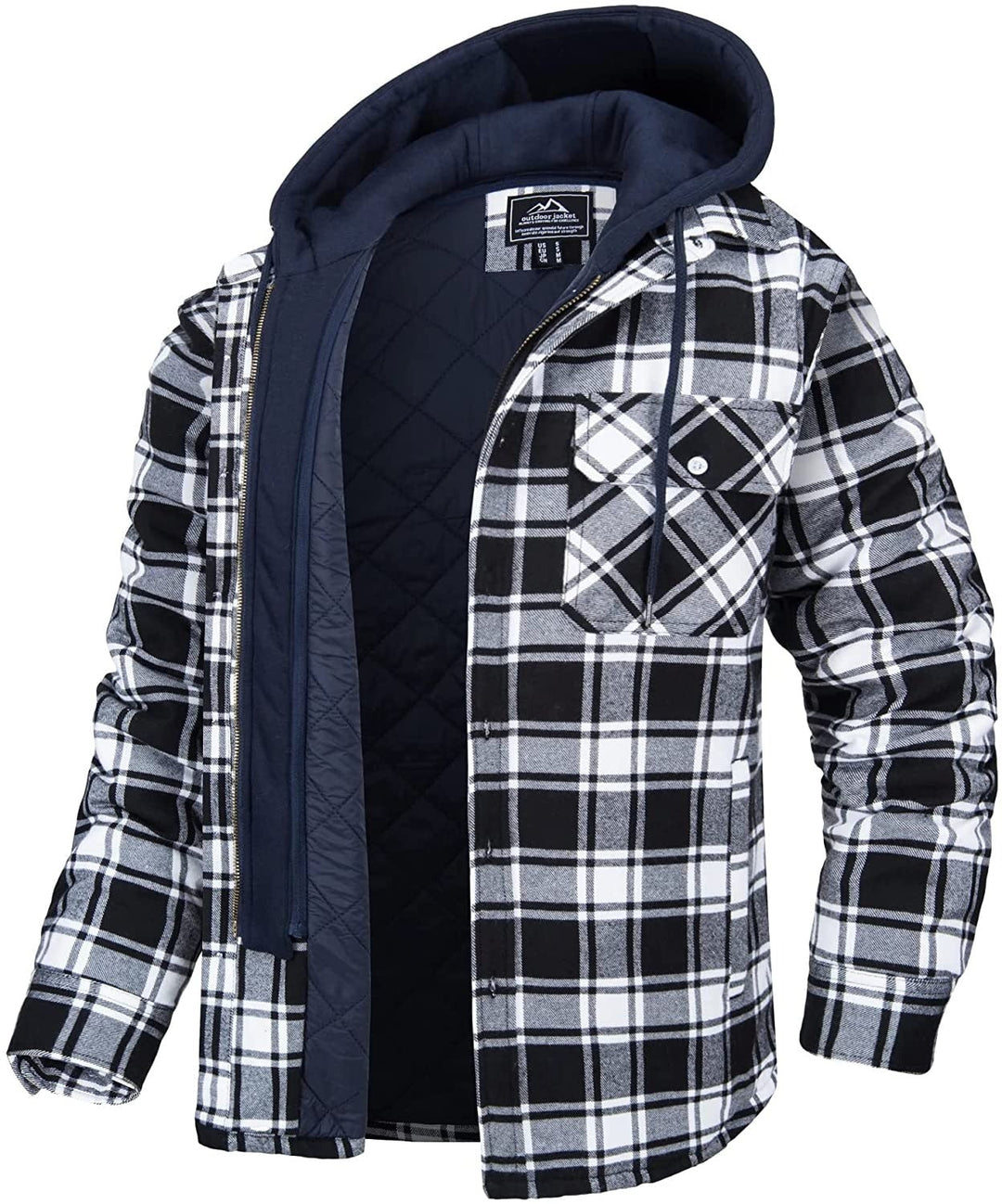 Jared Veste à Carreaux Homme Doublure Chaude & Capuche pour un Look Tendance de Printemps, vue 4