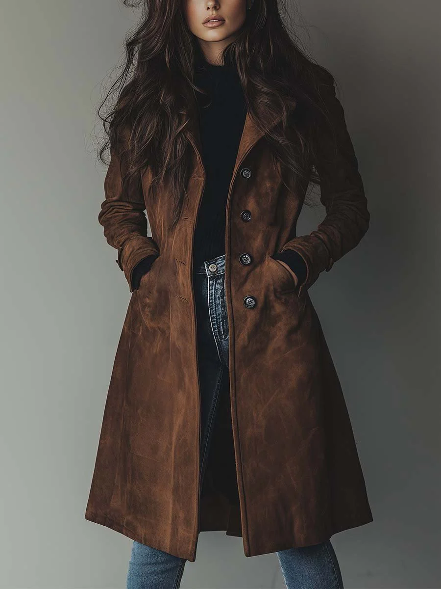 Trench vintage femme effet daim