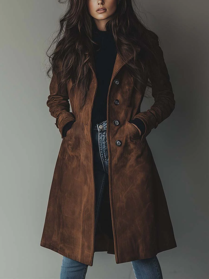 Trench vintage femme effet daim