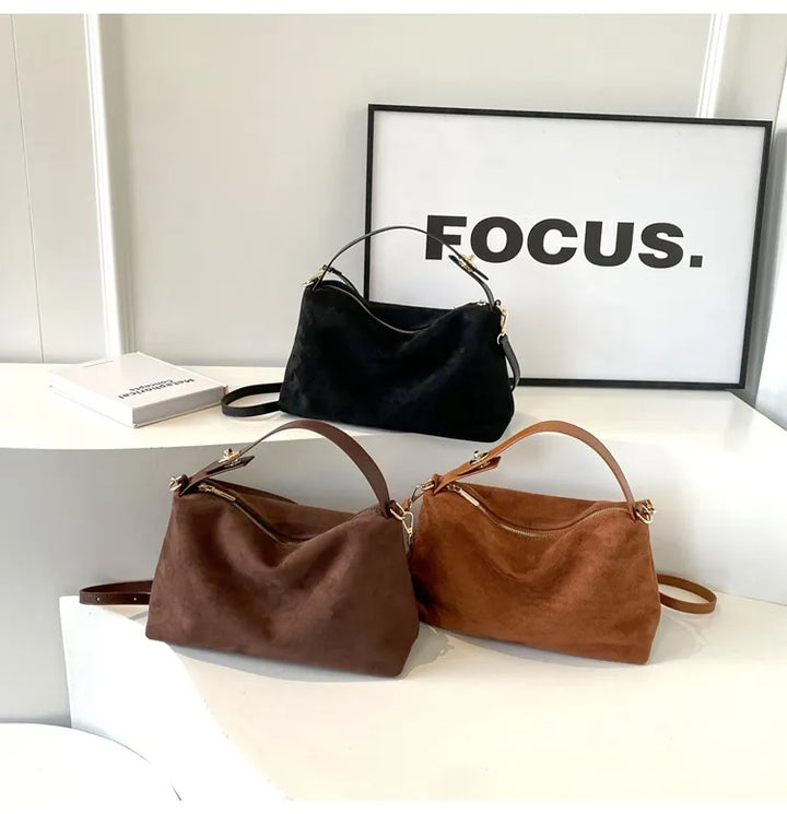 Maëlle Sac à Épaule Femme Sac Suède Élégant avec Anse Similicuir & Grand Compartiment, vue 8