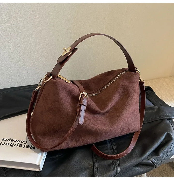 Maëlle Sac à Épaule Femme Sac Suède Élégant avec Anse Similicuir & Grand Compartiment, vue 11