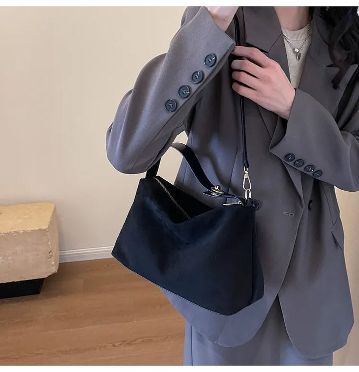 Maëlle Sac à Épaule Femme Sac Suède Élégant avec Anse Similicuir & Grand Compartiment, vue 12