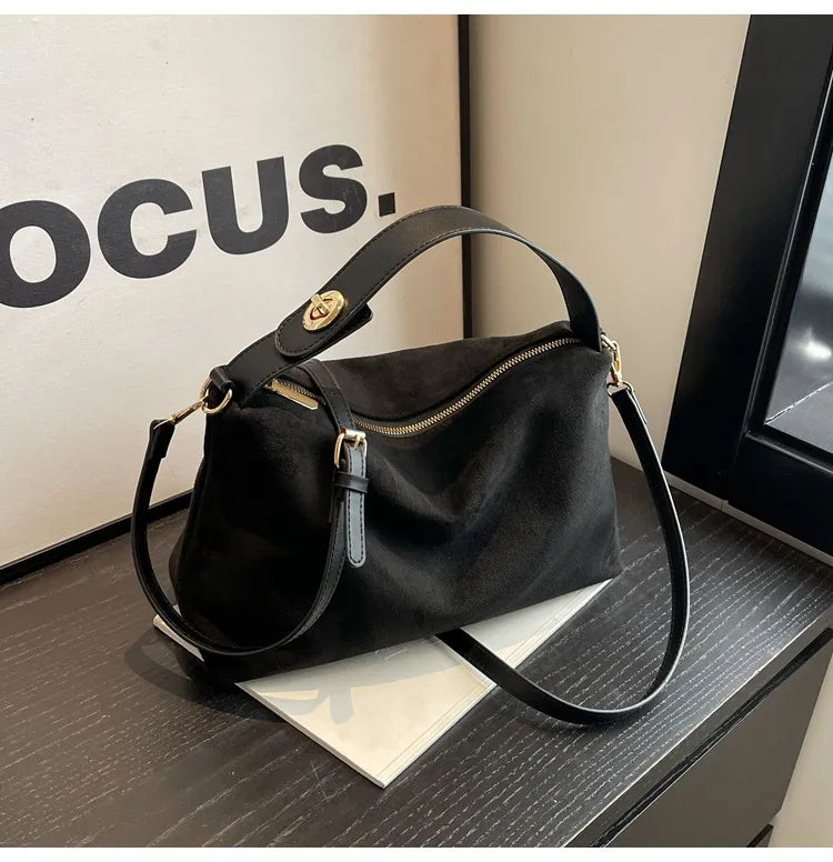 Maëlle Sac à Épaule Femme Sac Suède Élégant avec Anse Similicuir & Grand Compartiment, vue 13