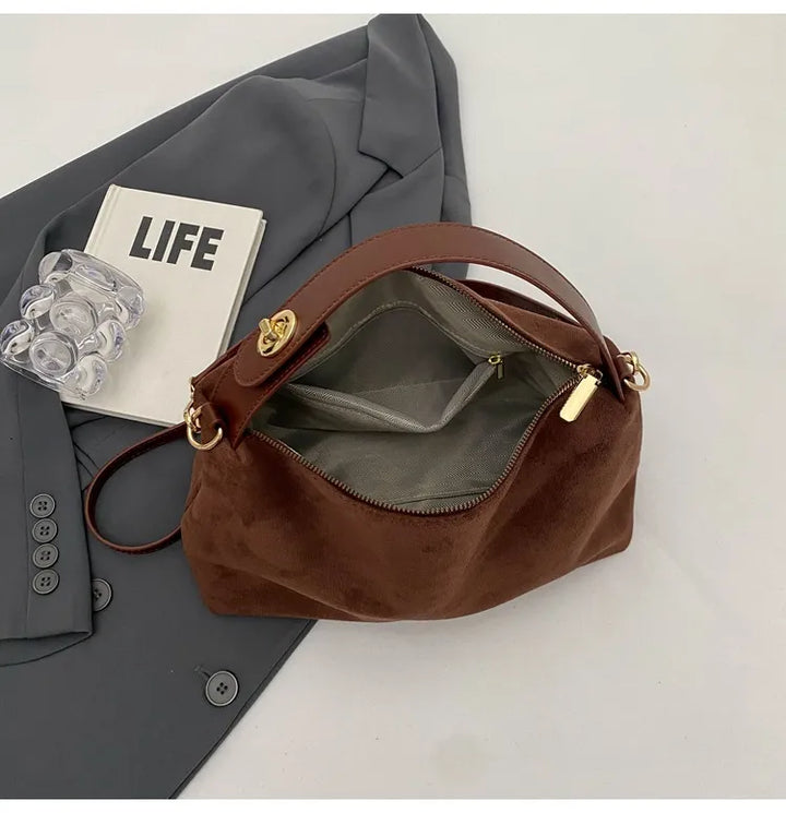 Maëlle Sac à Épaule Femme Sac Suède Élégant avec Anse Similicuir & Grand Compartiment, vue 7