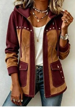 Veste à Capuche Femme Bimatière – Veste Chaude et Décontractée pour l'Automne
