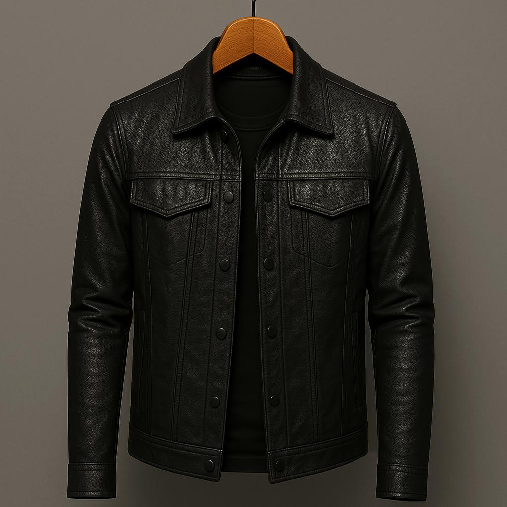 Veste en Cuir Homme – Blouson Biker Cintré à Fermeture Éclair