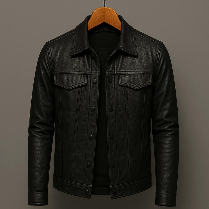 Veste en Cuir Homme – Blouson Biker Cintré à Fermeture Éclair