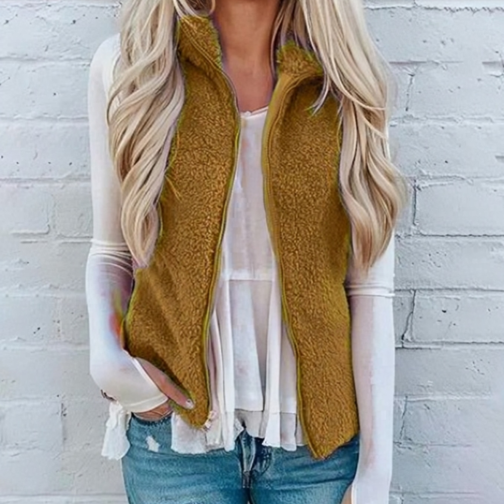 Tessia Gilet Zippé en Polaire Femme Couche Légère et Douce avec Coupe Chaude et Confortable