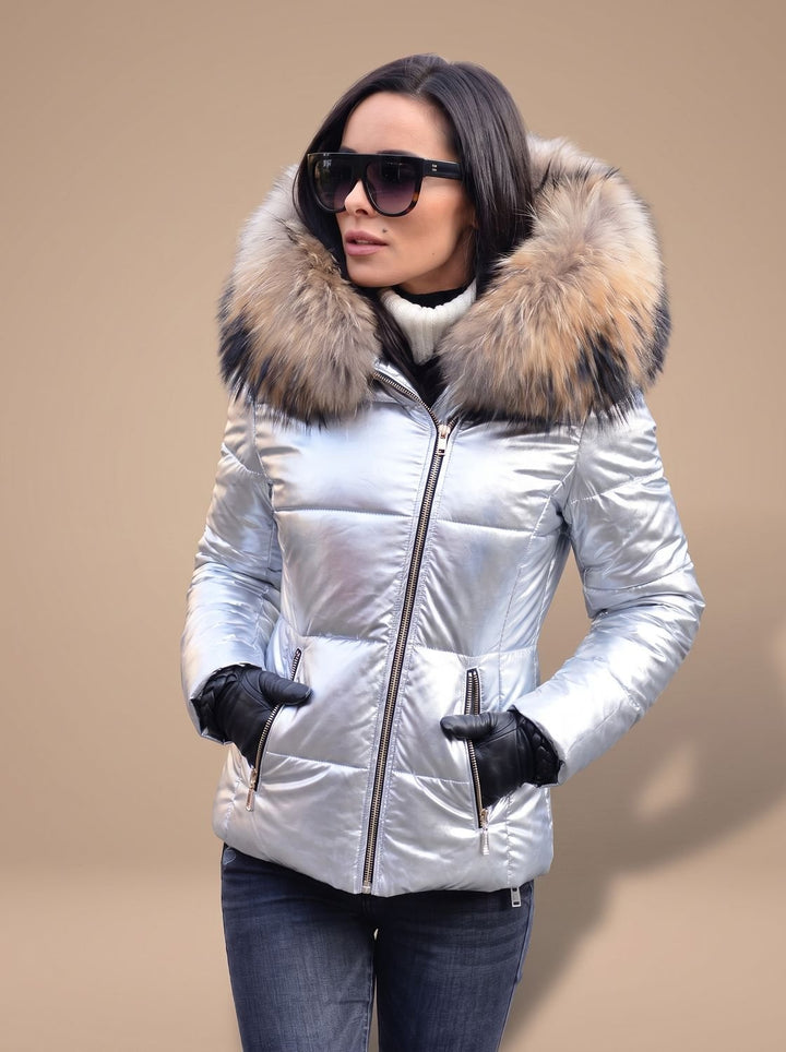 Ophélie Doudoune cintrée femme à capuche en fausse fourrure