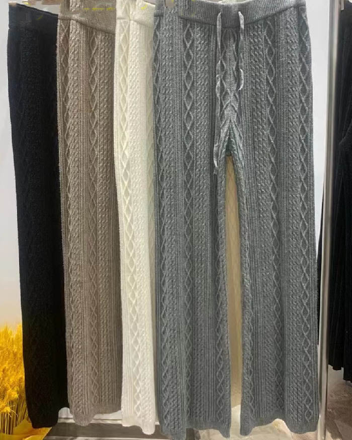 Aurelia Pantalon Femme Pantalon en Maille Taille Haute à Jambes Larges Chic & Confortable, vue 5