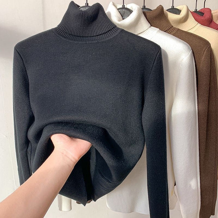Milani Pull Col Roulé Femme Sweat Doublé Polaire Chaud & Coupe Décontractée d’Hiver, vue 3